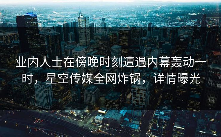 业内人士在傍晚时刻遭遇内幕轰动一时，星空传媒全网炸锅，详情曝光