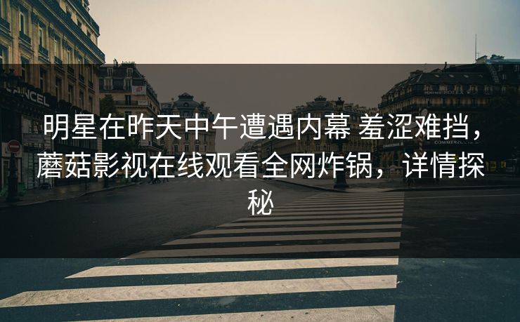 明星在昨天中午遭遇内幕 羞涩难挡，蘑菇影视在线观看全网炸锅，详情探秘