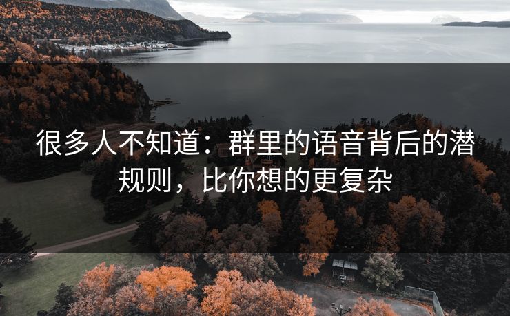 很多人不知道：群里的语音背后的潜规则，比你想的更复杂