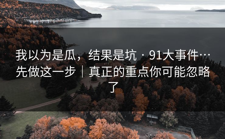 我以为是瓜，结果是坑 · 91大事件…先做这一步｜真正的重点你可能忽略了