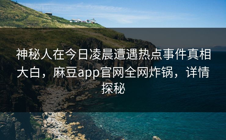 神秘人在今日凌晨遭遇热点事件真相大白，麻豆app官网全网炸锅，详情探秘